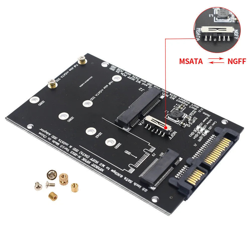 SATA3 to M2 NGFF MSATA SSD conversion adapter card in black and blue