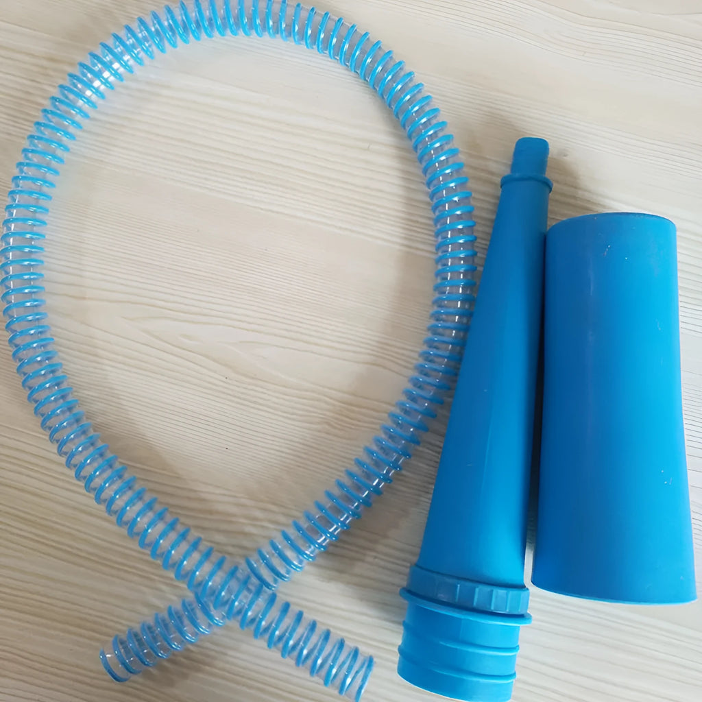Blue plastic washing machine suction pipe cleaner with round head, 114cm length