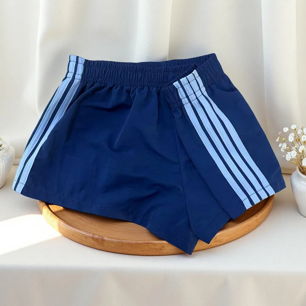 Men's navy blue high waist nylon sports shorts with micro elasticity casual style