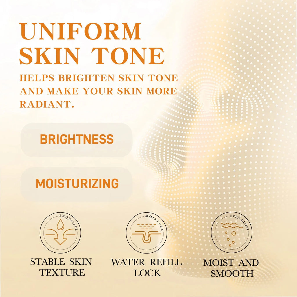 Squalane face serum in a clear PET bottle with ingredients including vitamin C, hyaluronic acid, and collagen