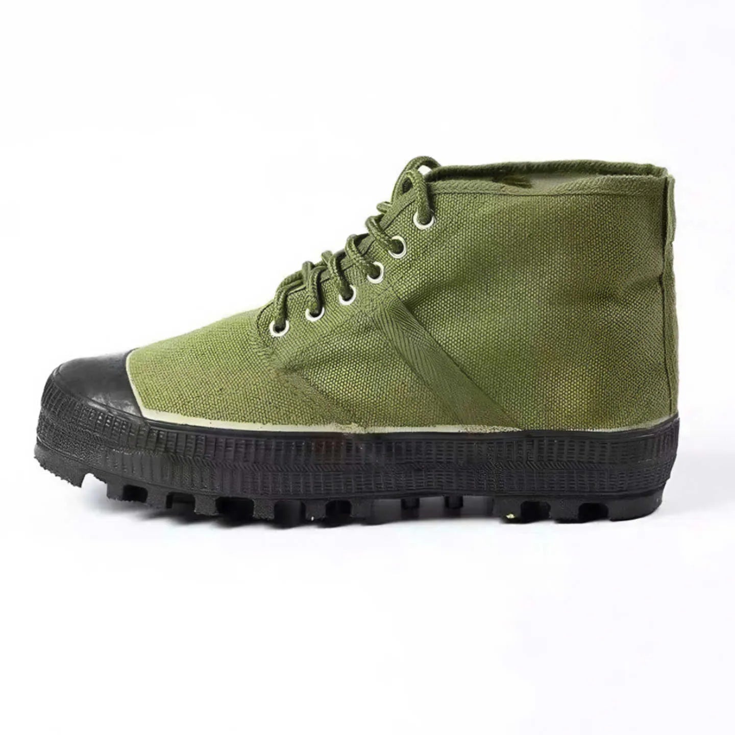 Anti-slip anti-odour outdoor work safety shoes in army green high-top design