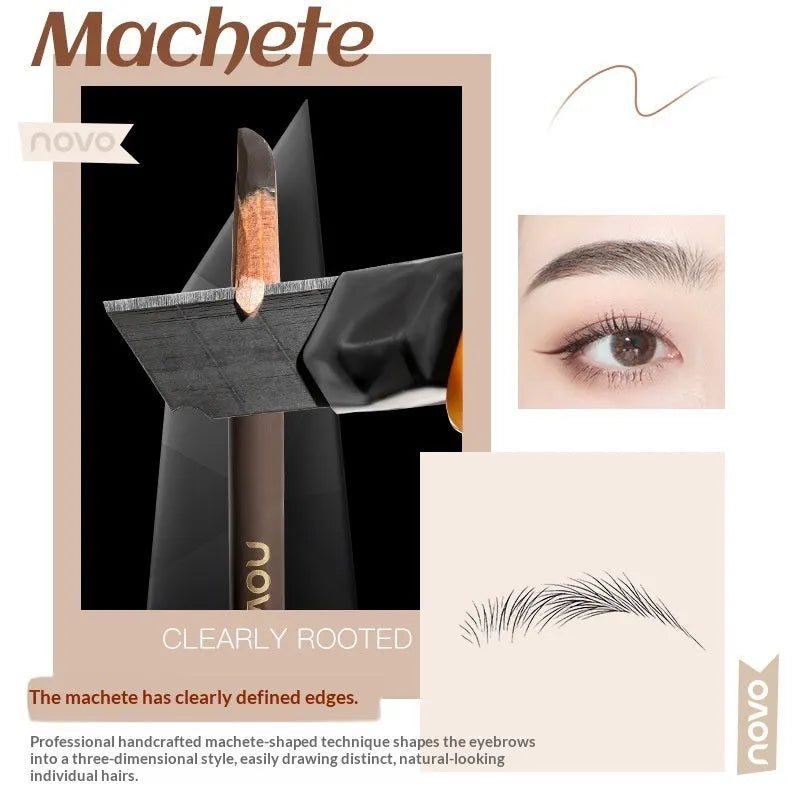 Natural Shaping Machete Smudge-proof Double-ended Eyebrow Pencil in four shades with spoolie brush