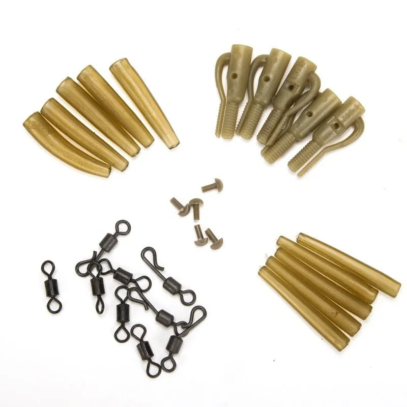 30-piece European carp fishing accessory set with anti-winding pipes, threaded hoses, rotations and screws