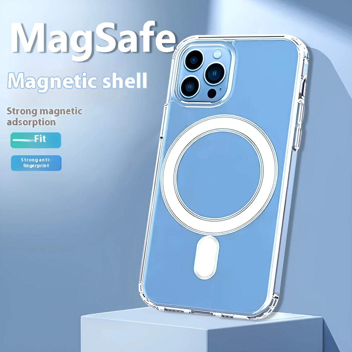 Straight edge airbag transparent magnetic phone case for Apple iPhone 16 and 16 Plus, PC material, simple style, clear colour