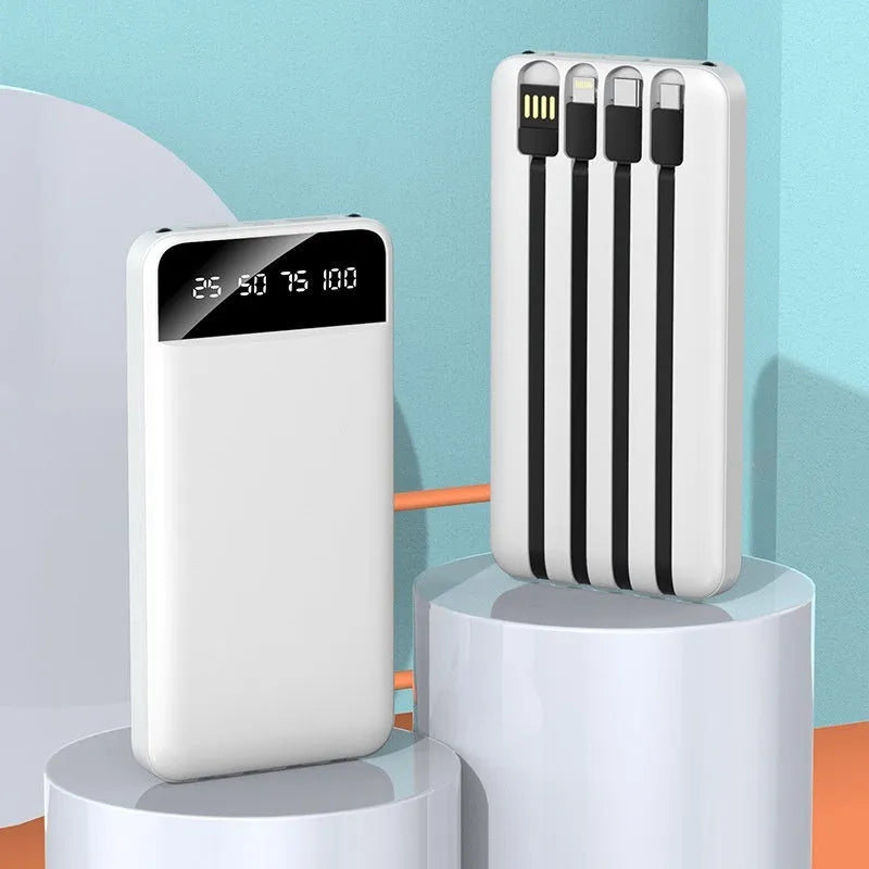 20000 mAh power bank with optional USB cable in black, white or red colours