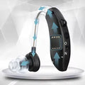 Black behind-the-ear hearing aid with noise reduction, USB rechargeable, 60W power