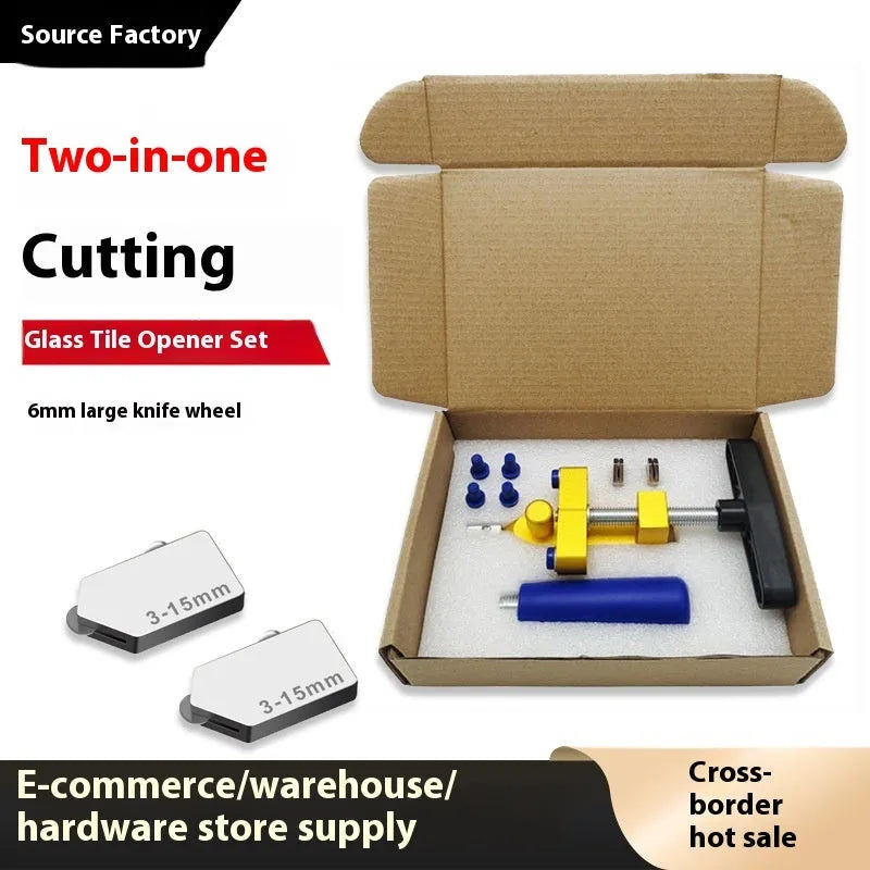 2-in-1 gold ceramic tile opener and glass cutter with hard alloy wheel, cutting depth 3-15mm, on a white background