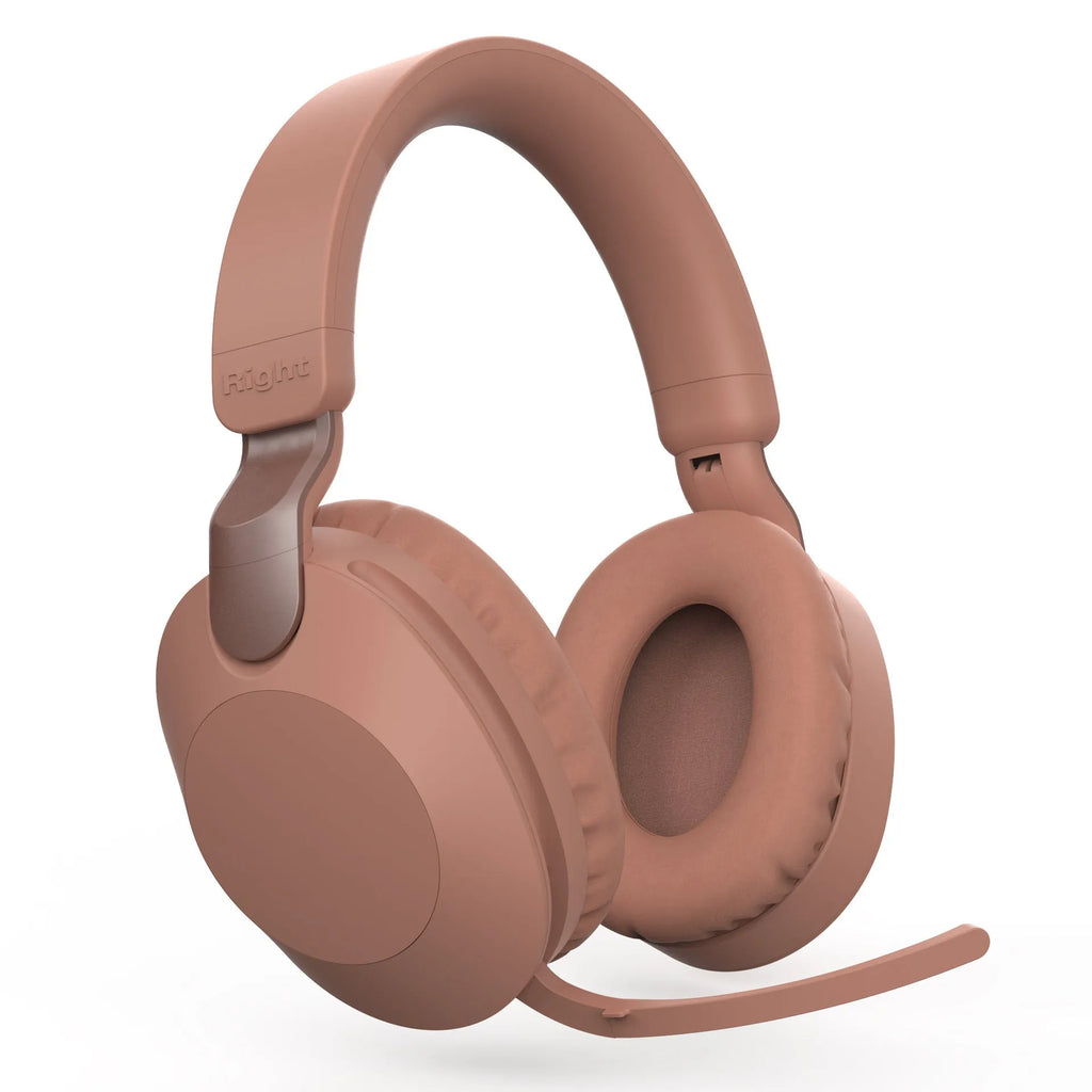 Bluetooth headset in beige gold with power display, stereo sound, and 15 metre wireless range