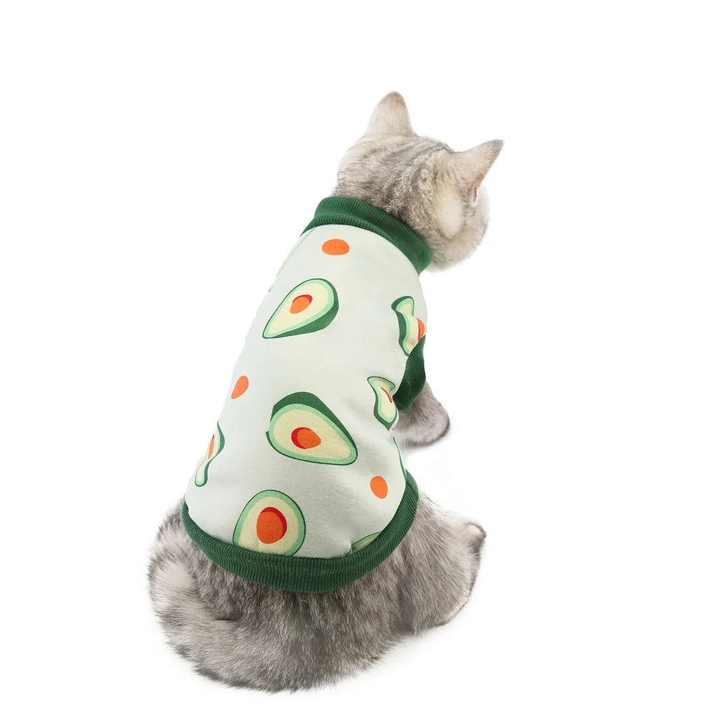 Yellow dinosaur design cotton cat clothes for autumn winter, casual style, available in multiple sizes