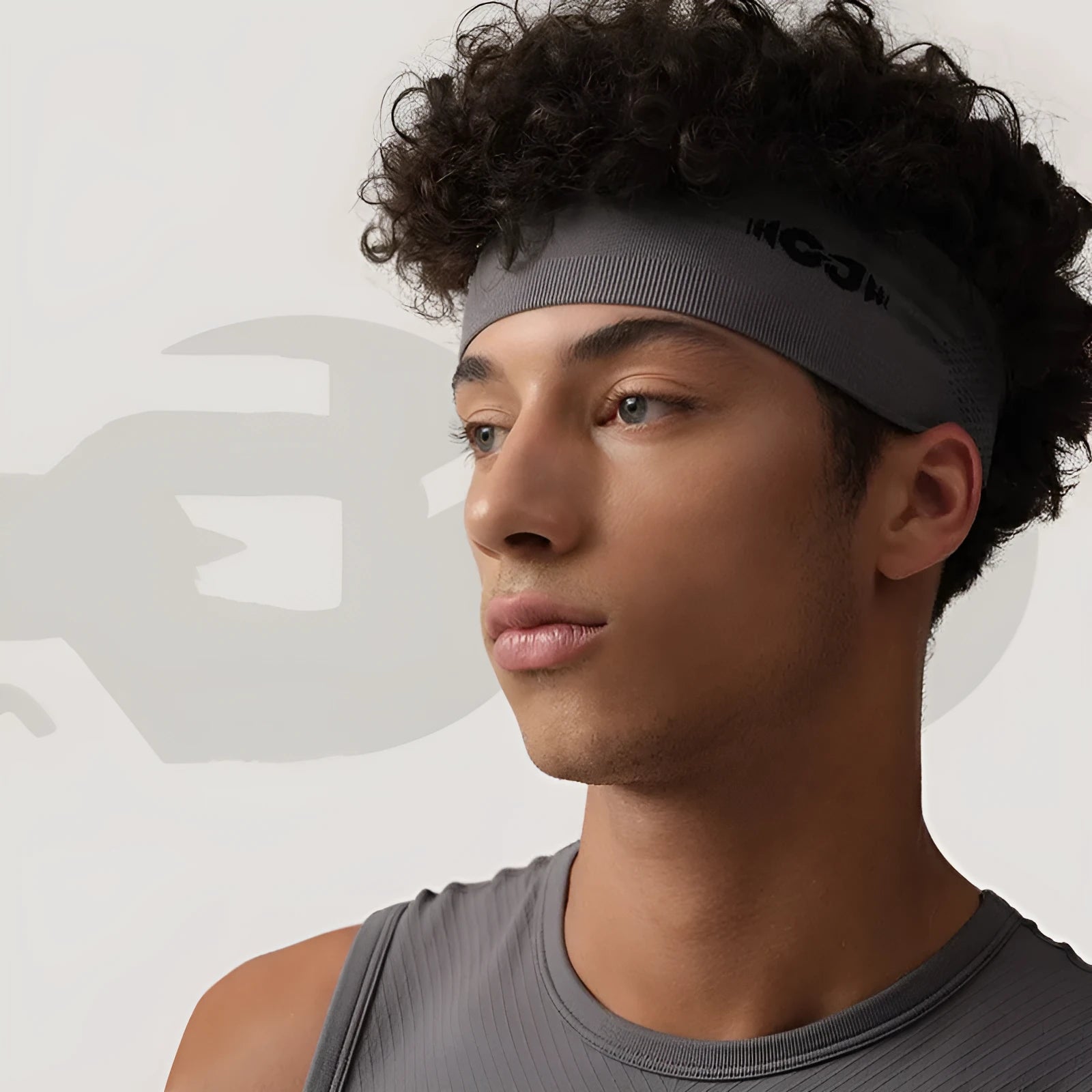 Seamless knitted exercise hair band in black, grey, or blue for sports and fitness activities