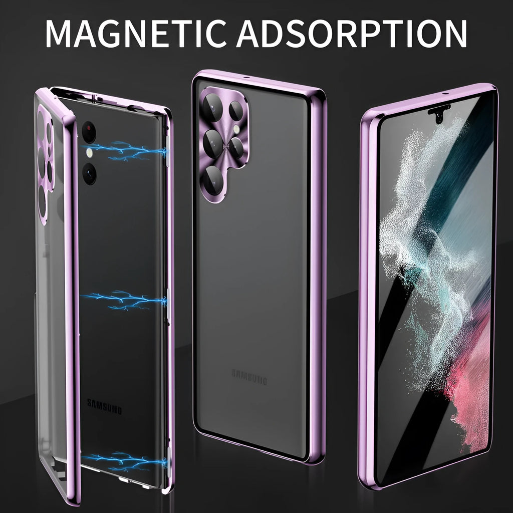 Samsung S24 Ultra magnetic mirror phone case in multiple colours showing metal construction and mirror element