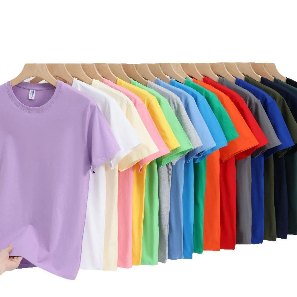 Loose fit cotton t-shirt in multiple solid colours including navy blue, red and white