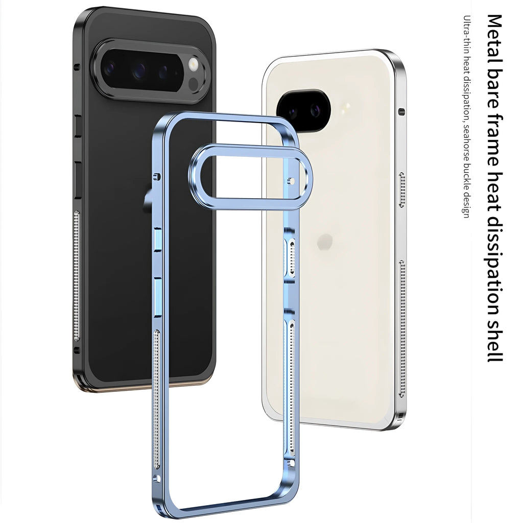 Google Pixel 9 Pro XL aluminium alloy phone case with heat dissipation system in black colour