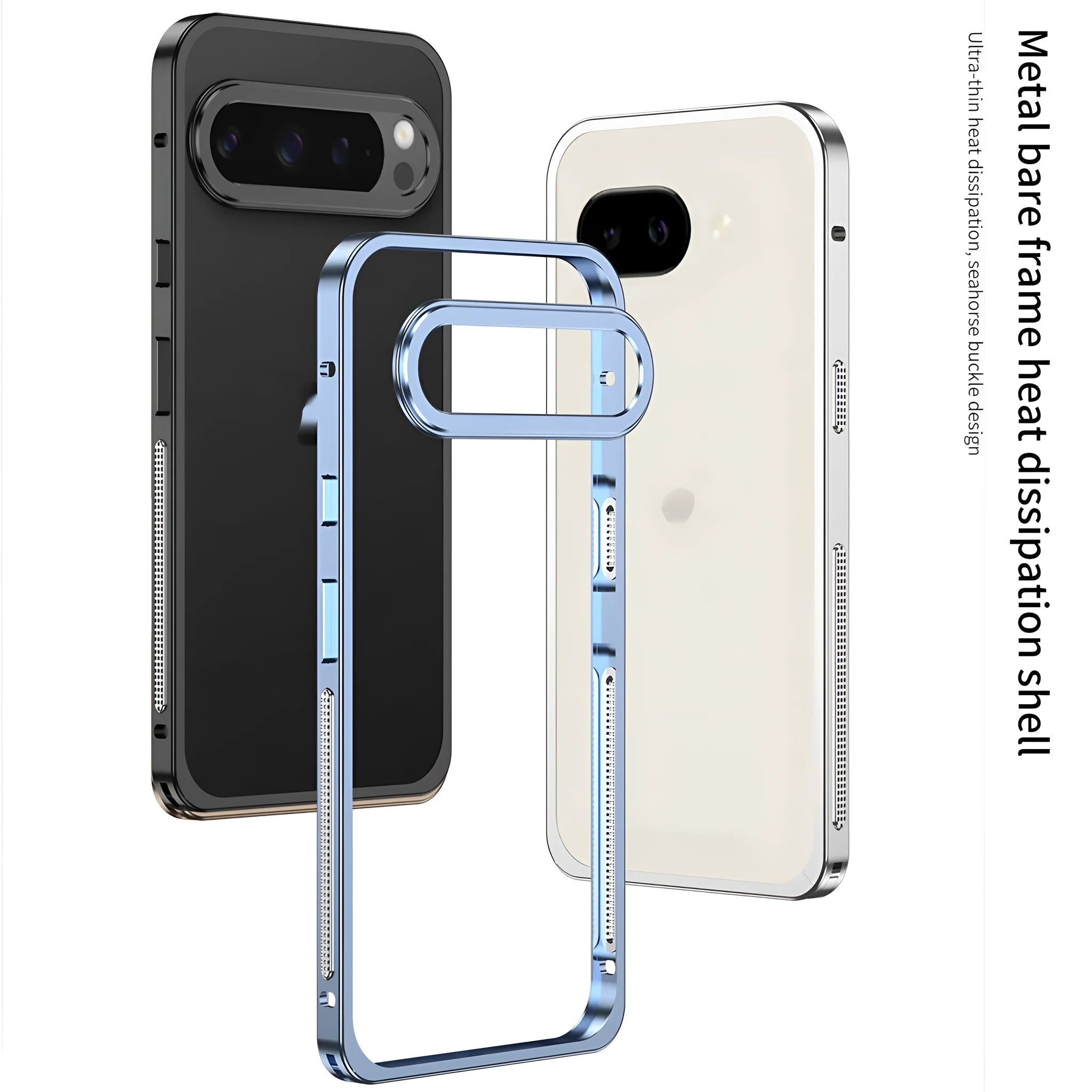 Google Pixel 9 Pro XL aluminium alloy phone case with heat dissipation system in black colour