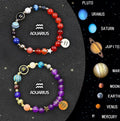 Two natural stone zodiac beaded bracelets with constellation beads, set in style option 1