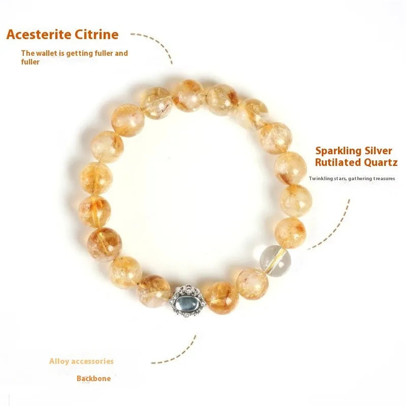 Geometric citrine crystal bracelet with 10mm polished stones and unisex design
