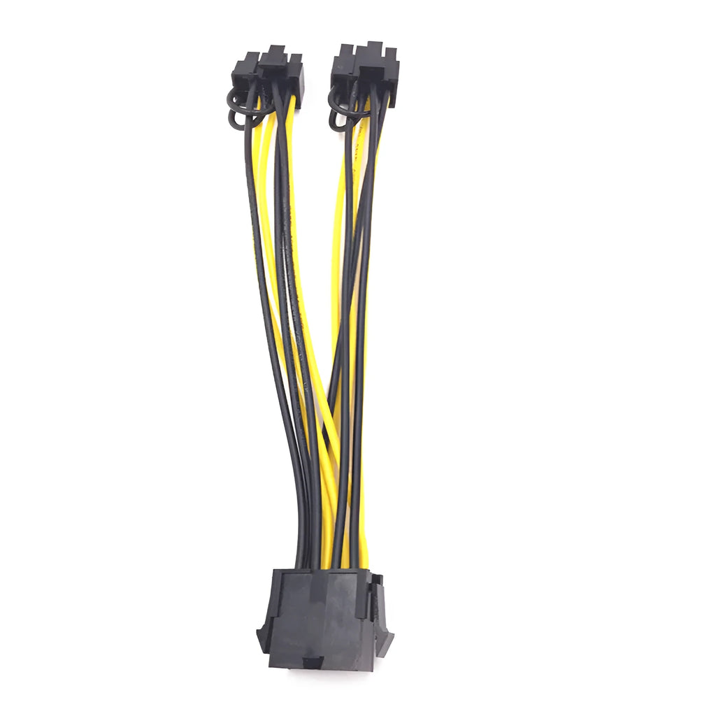 Black 8PIN female to dual 8PIN male graphics card power cable measuring 21cm with oxygen-free copper wire