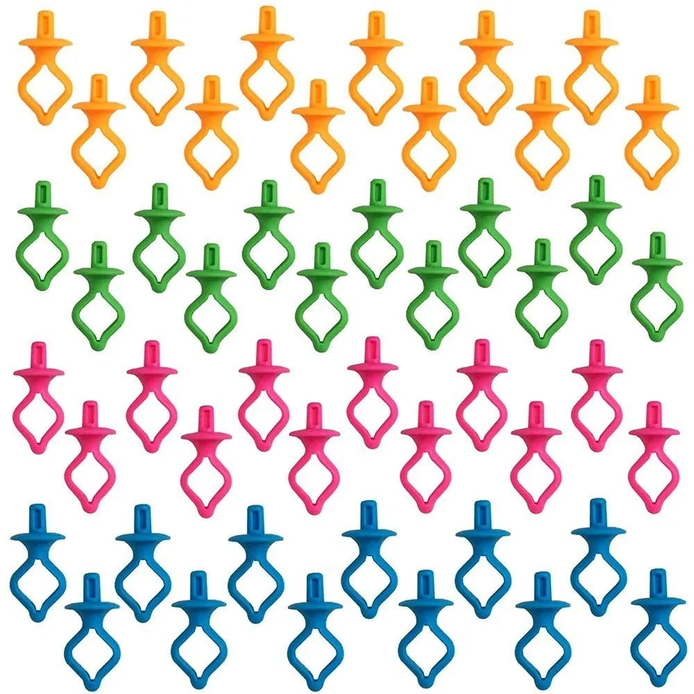 Set of 20 silicone nipple bobbin core clips in random colour with plastic fixed clamp for anti-shedding thread storage