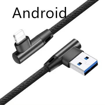 Deniel braided fast charging USB cable for Android and Type C in black, blue, and red colour options.