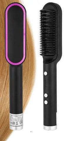 Red dual-purpose hair straightener and curling tong with tourmaline ceramic plates