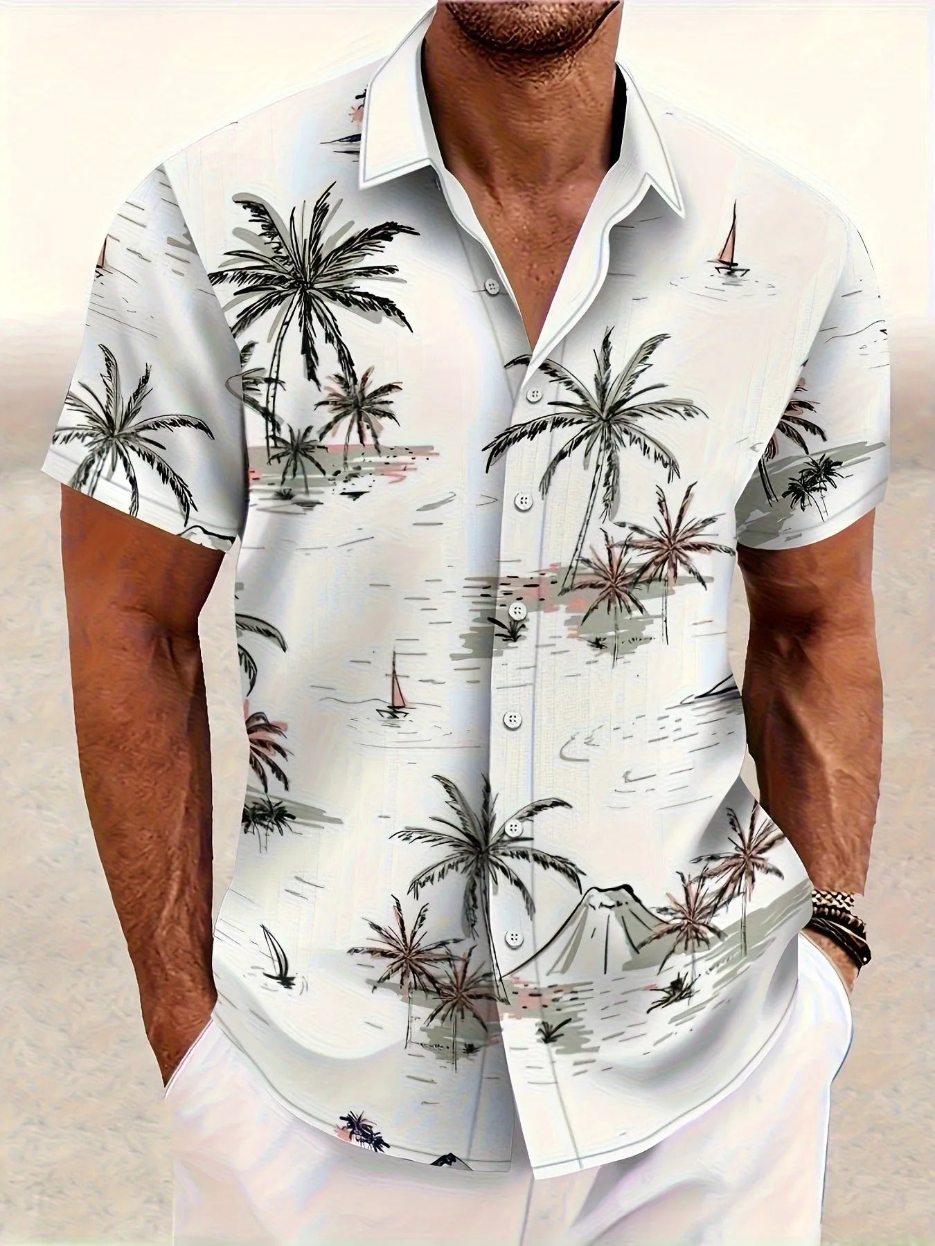 Men's floral pattern short sleeve shirt with loose cardigan fit for summer casual wear
