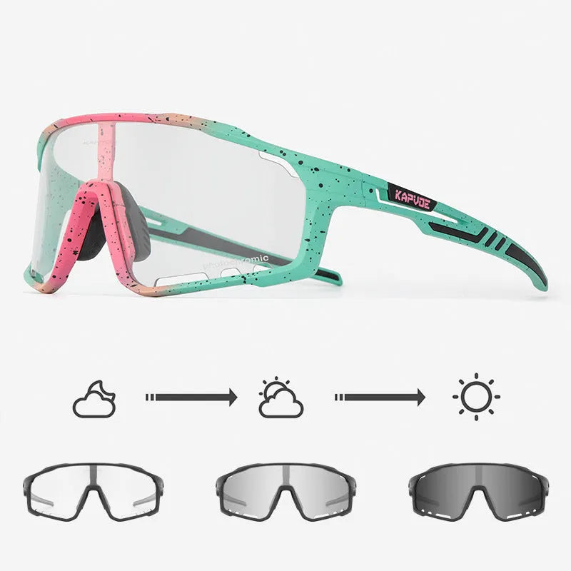 TR90 semi-rimless cycling sunglasses with photochromic lens in multiple colour options