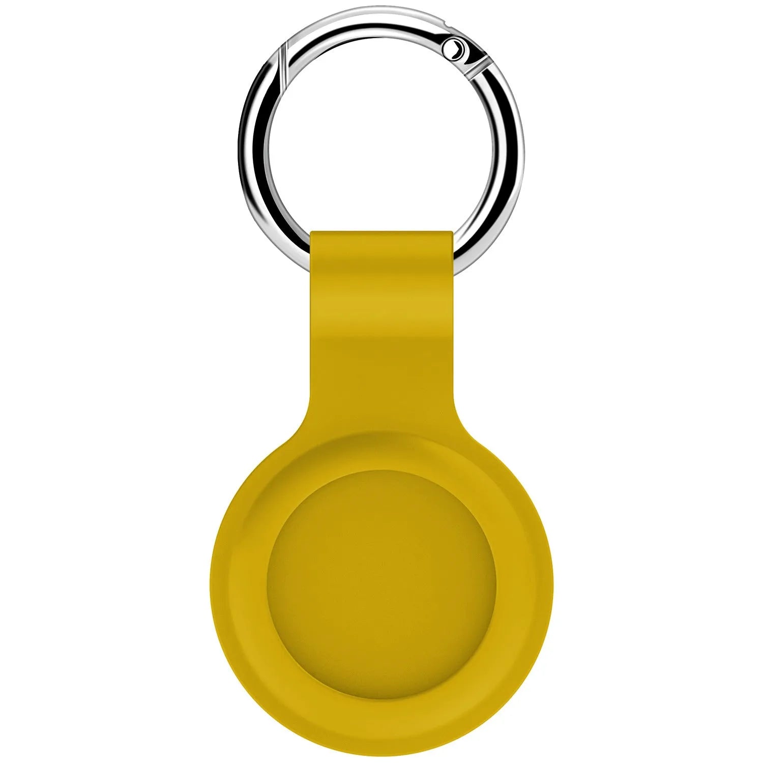 Silicone protective case with metal keychain snap for Apple AirTag in multiple colours.