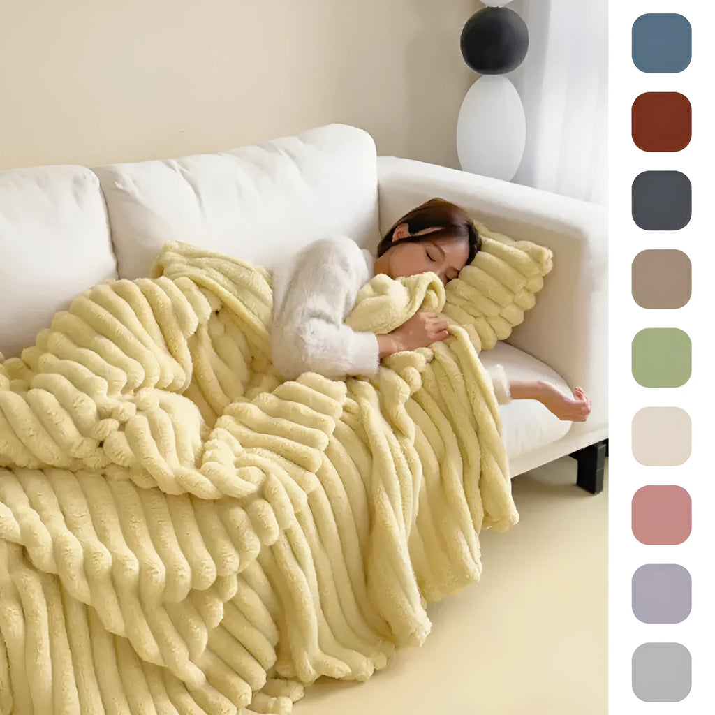 Soft Wind double-sided thickening bubble velvet faux rabbit fur blanket in solid colour