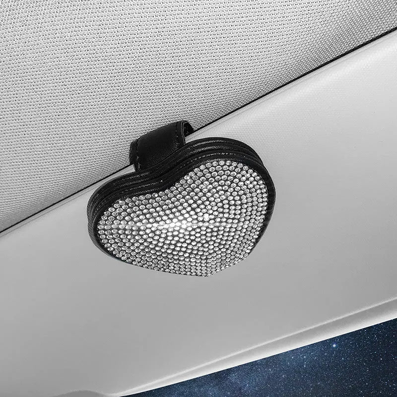 Magnetic PU leather car sun visor storage clip in a choice of seven diamond colours
