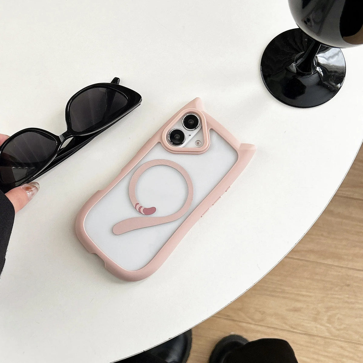 Acrylic TPU transparent phone case for iPhone 17 series in black colour with shockproof and magnetic suction features