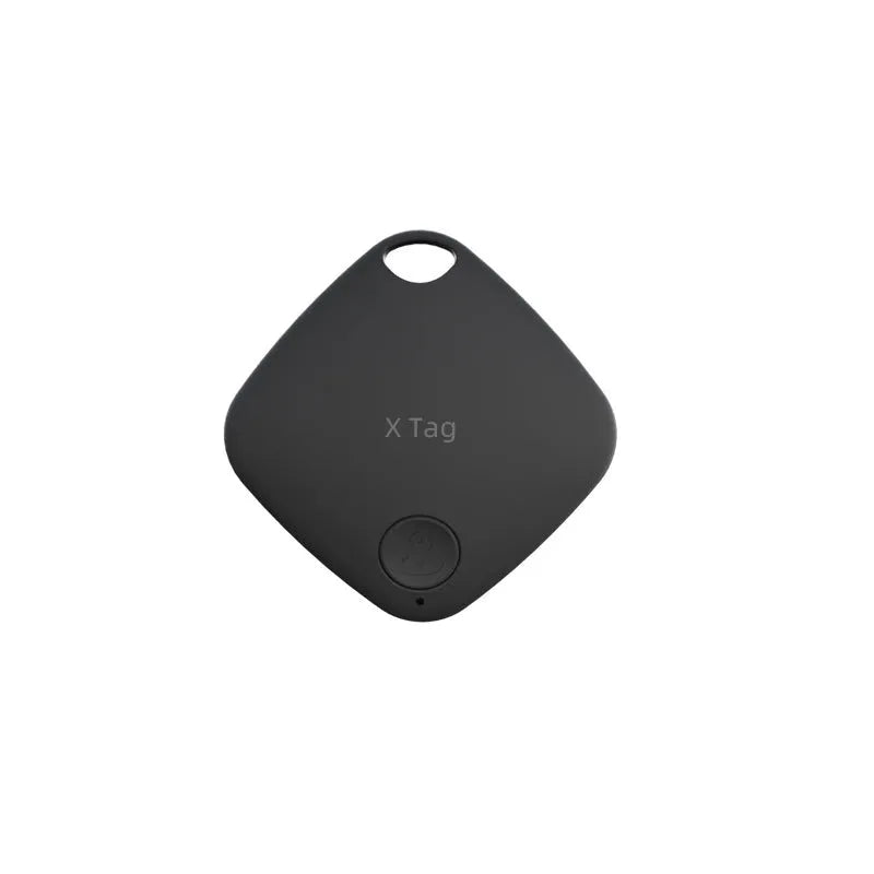 Circular Bluetooth anti-lost tracker device in black colour with key ring attachment