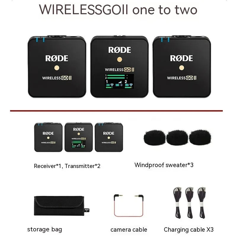 Wireless microphone 2 generation collar clip transmitter with two receivers for SLR camera and phone