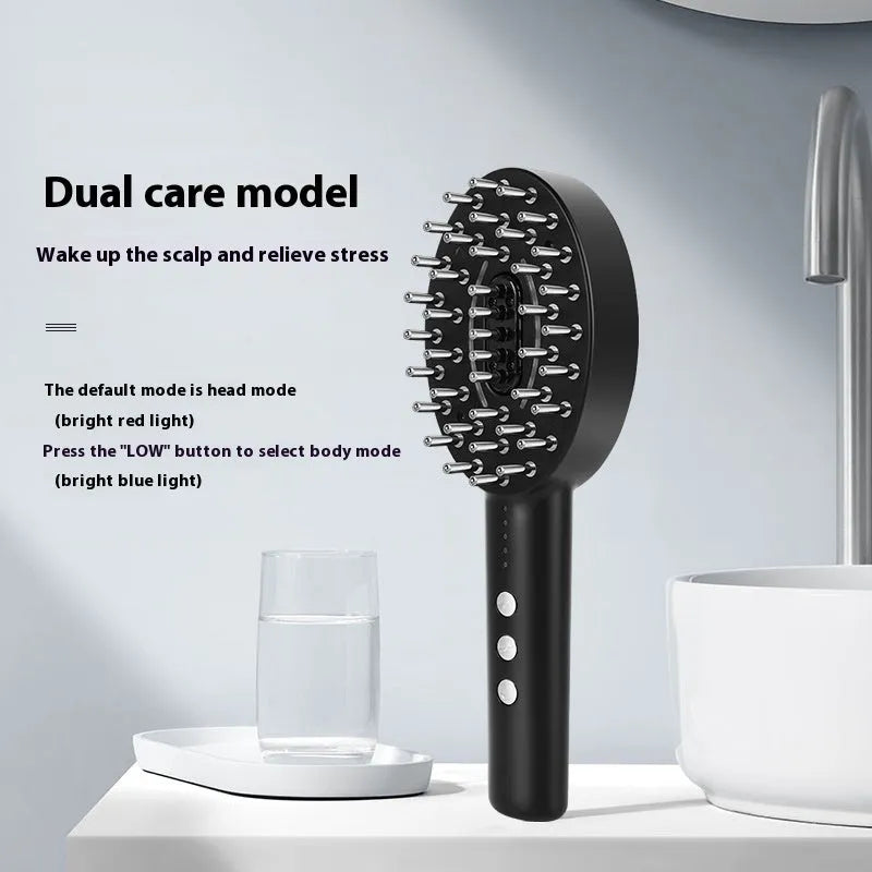 KD3802 Black scalp massage device with multifunctional vibration features and rechargeable design