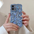 Water ripple TPU phone case for iPhone 17 Pro Max with electroplated meteorite finish and three-dimensional wave pattern