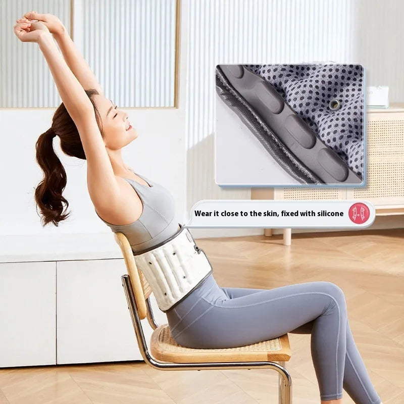 Lumbar waist supporter with automatic inflation feature for back pain relief and posture correction