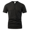 Men's solid colour slub cotton short sleeve T-shirt on a hanger.