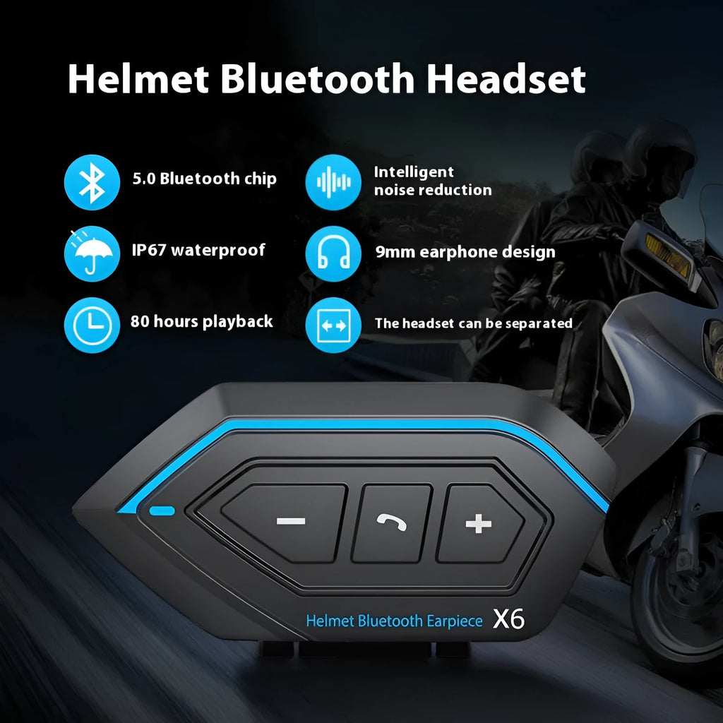 Motorcycle helmet Bluetooth headset X6 wheat colour with Torch Force chip 53-hour battery life
