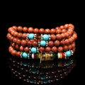 Golden star stone colour multi-circle bracelet with 108 nugget sand beads, mantra charm and fu character ornament