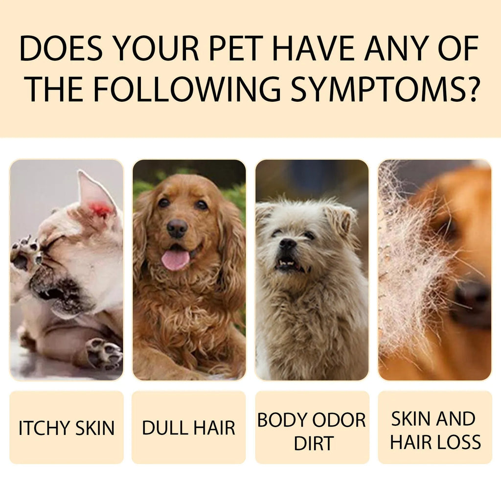 Mild pet shampoo bottle for cats and dogs with hair softening formula