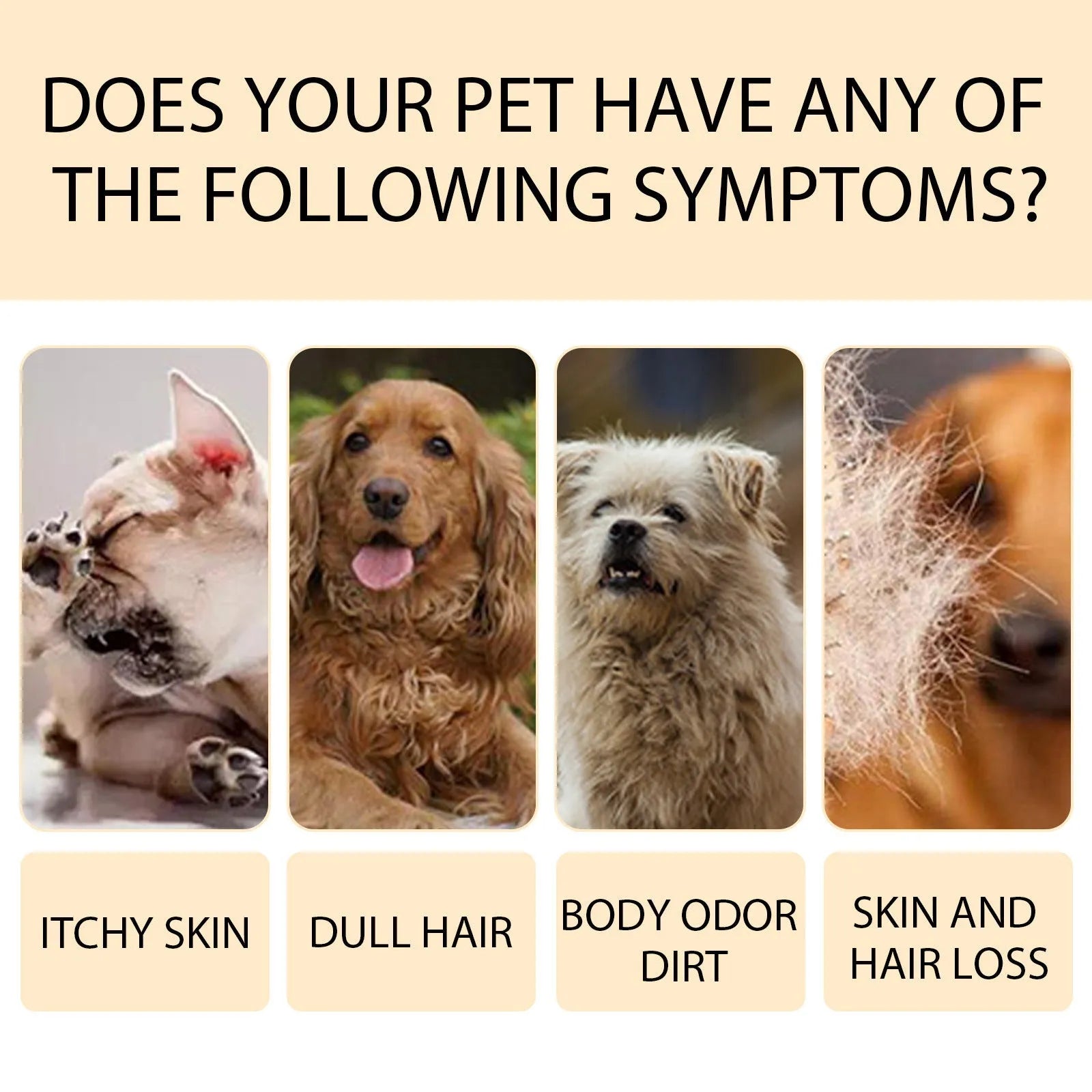Mild pet shampoo bottle for cats and dogs with hair softening formula