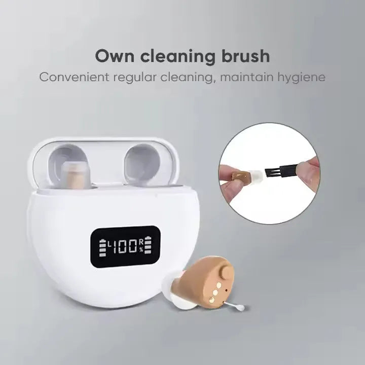 16-channel digital noise reduction invisible hearing aid in skin colour USB rechargeable for elderly