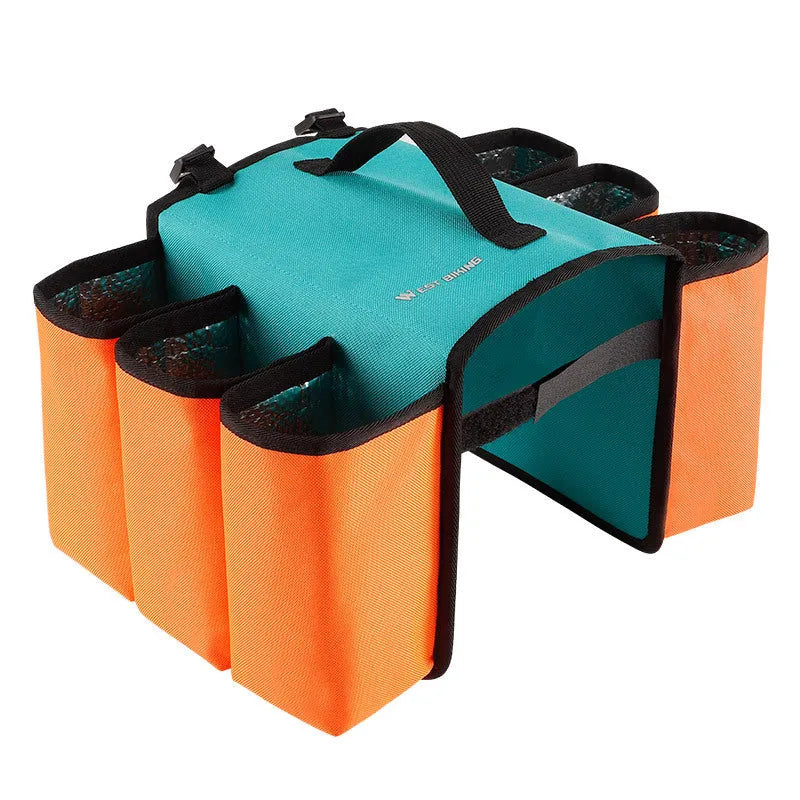 Black and orange bicycle double-sided beverage shelf bag with 2L capacity and 600D PVC construction