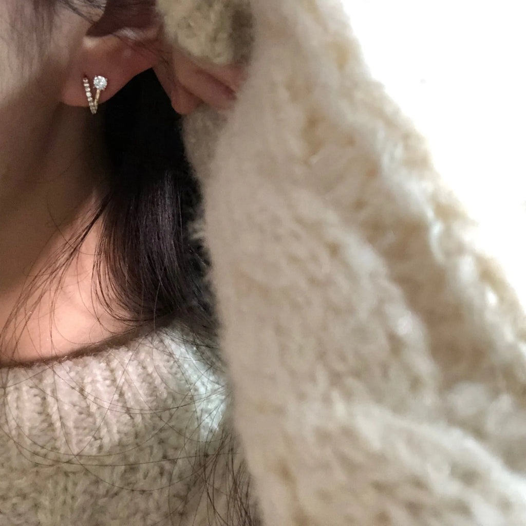 Pair of silver plated geometric earrings for women, gold pair price colour, Korean style, with silver ear nails