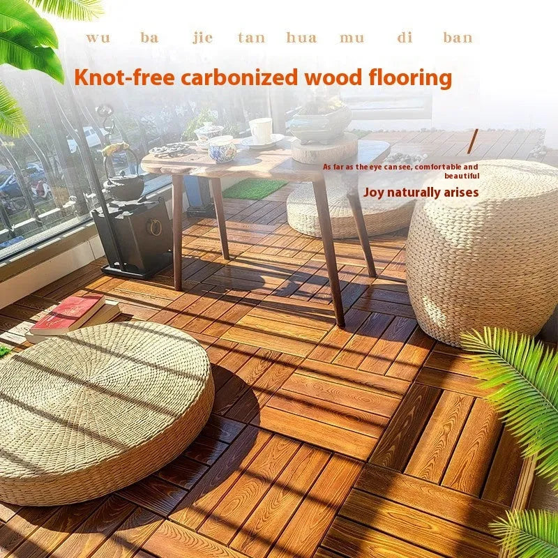 Camphor pine wood flooring tiles 30x30cm square for balcony thickening