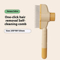 Green self-cleaning pet comb for dogs and cats with stainless steel teeth on a white background.