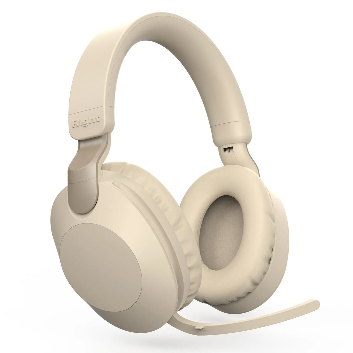 Bluetooth headset in beige gold with power display, stereo sound, and 15 metre wireless range