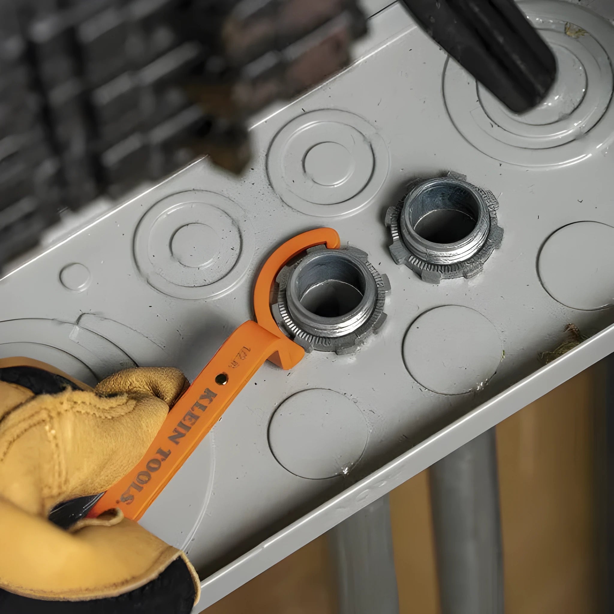 Orange, grey and black magnetic crescent wrench, suction wrench and catheter locking wrench set