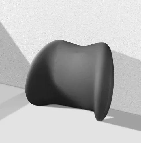 Car headrest, neck support, and waist cushion set made from memory cotton foam in black, green, grey, or pink.
