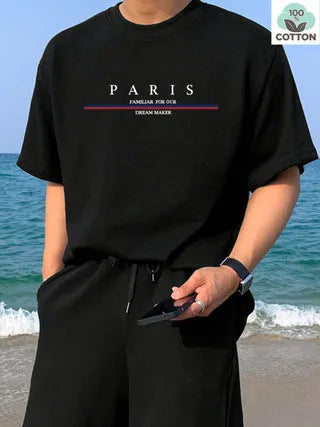 Men's loose fit pure cotton T-shirt with a printed letter design on the chest in apricot colour.