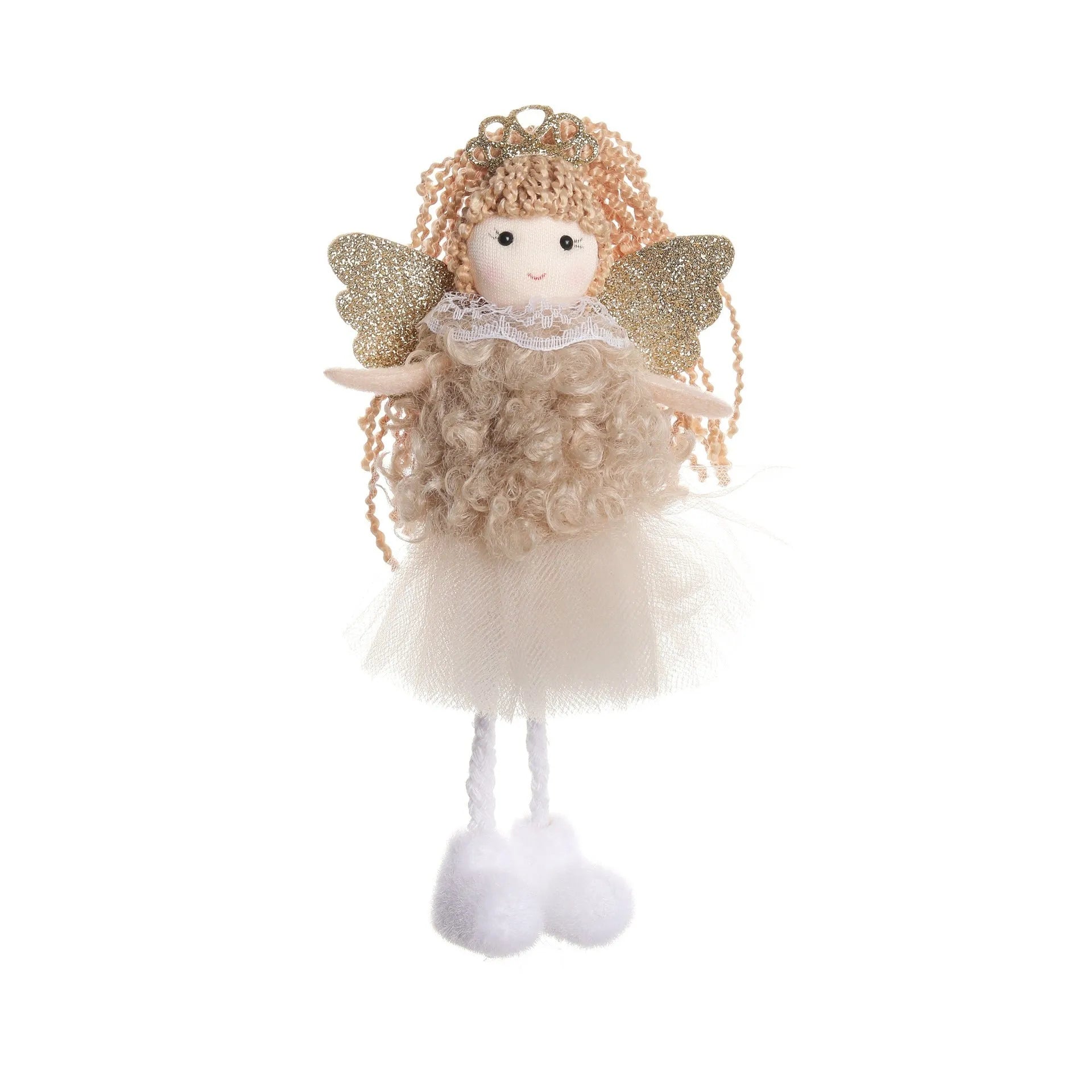 Christmas angel fabric pendant hair accessory for girls' high ponytails in white, pink, or khaki style